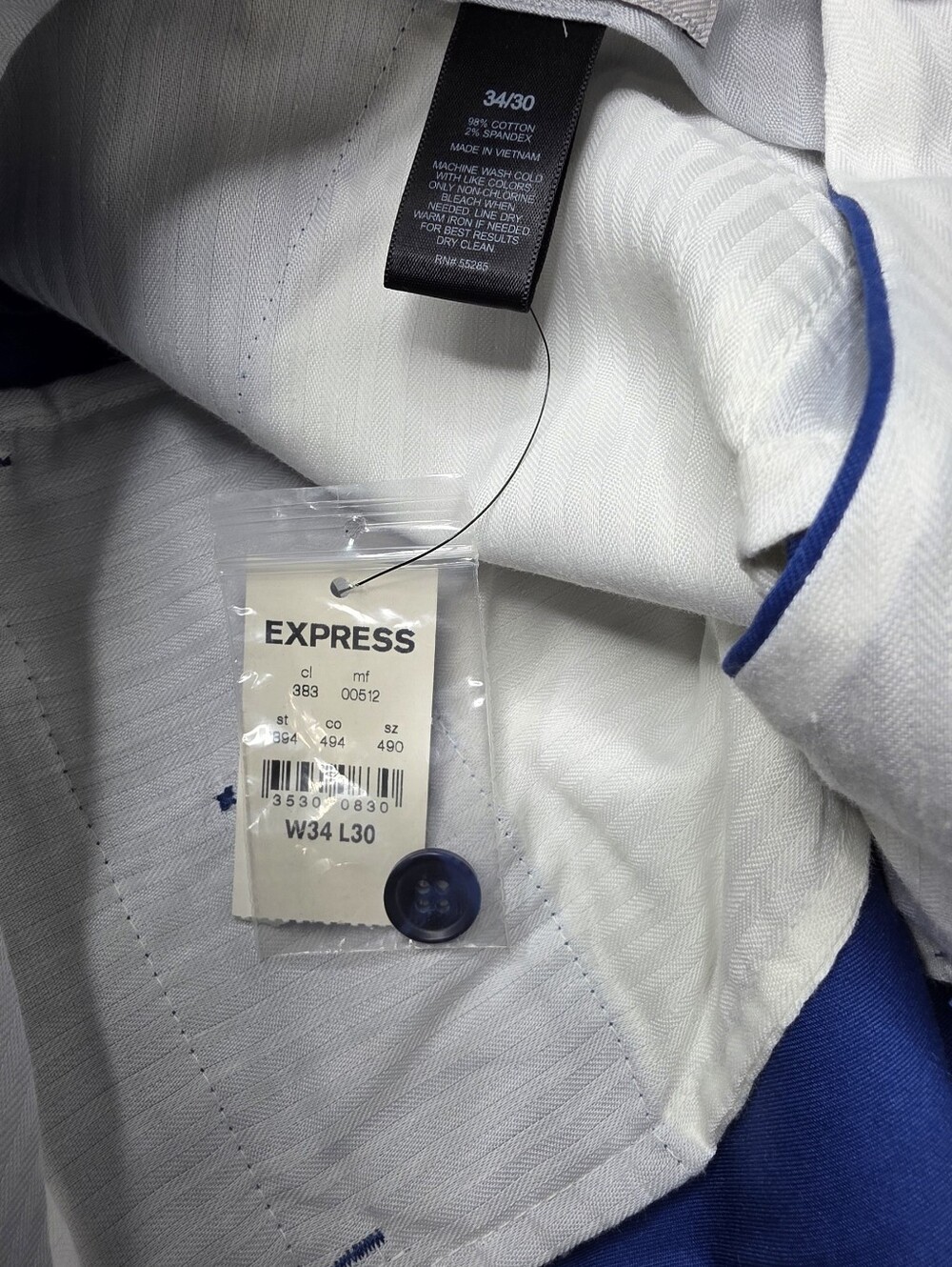 753 Express Men’s Photographer Slim Fit Dress Pants Blue 34x30 NWT - Picture 6 of 6